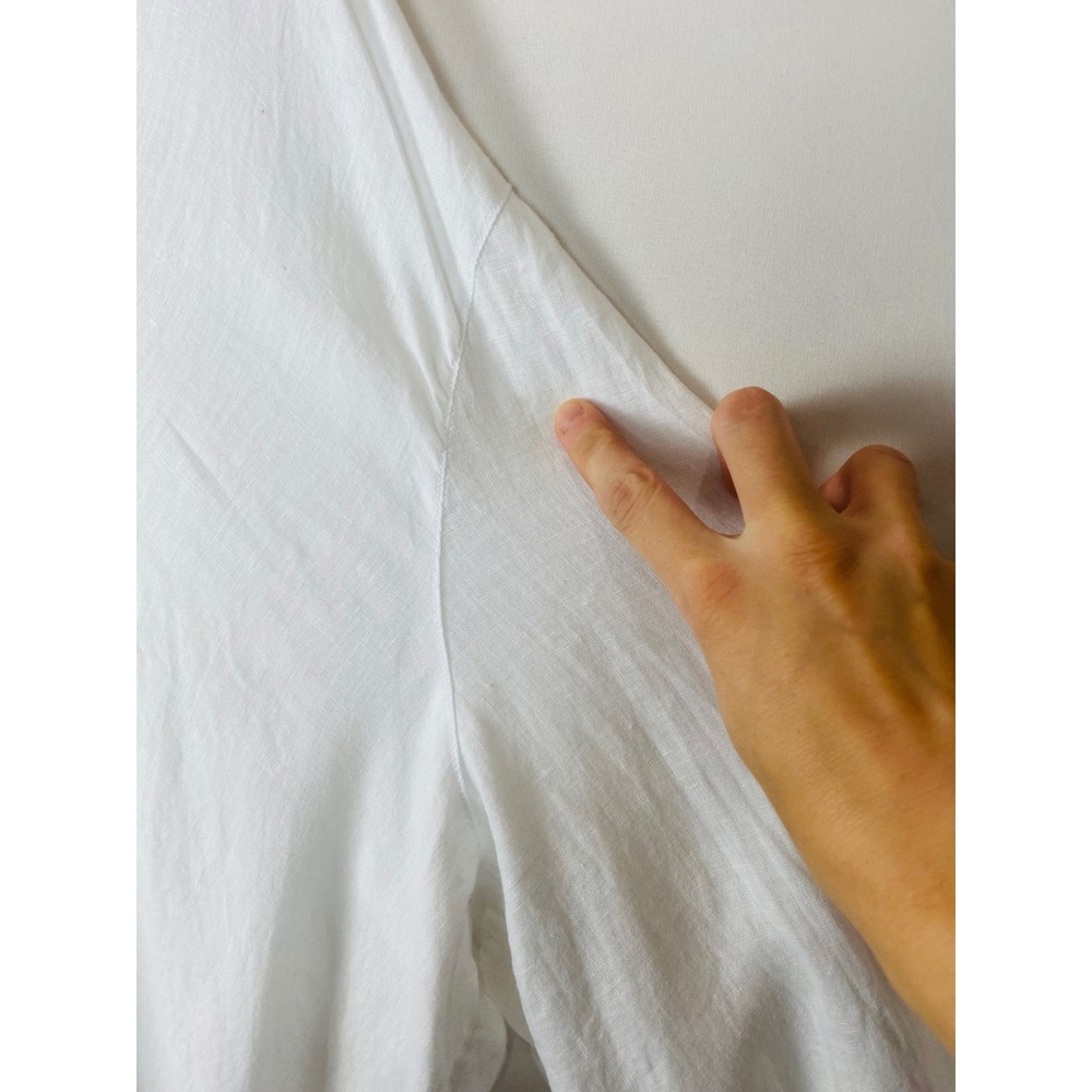 Sigrid Olsen White 100% Linen Tunic Top Womens 2X Shell Button Side Vents - Picture 8 of 9